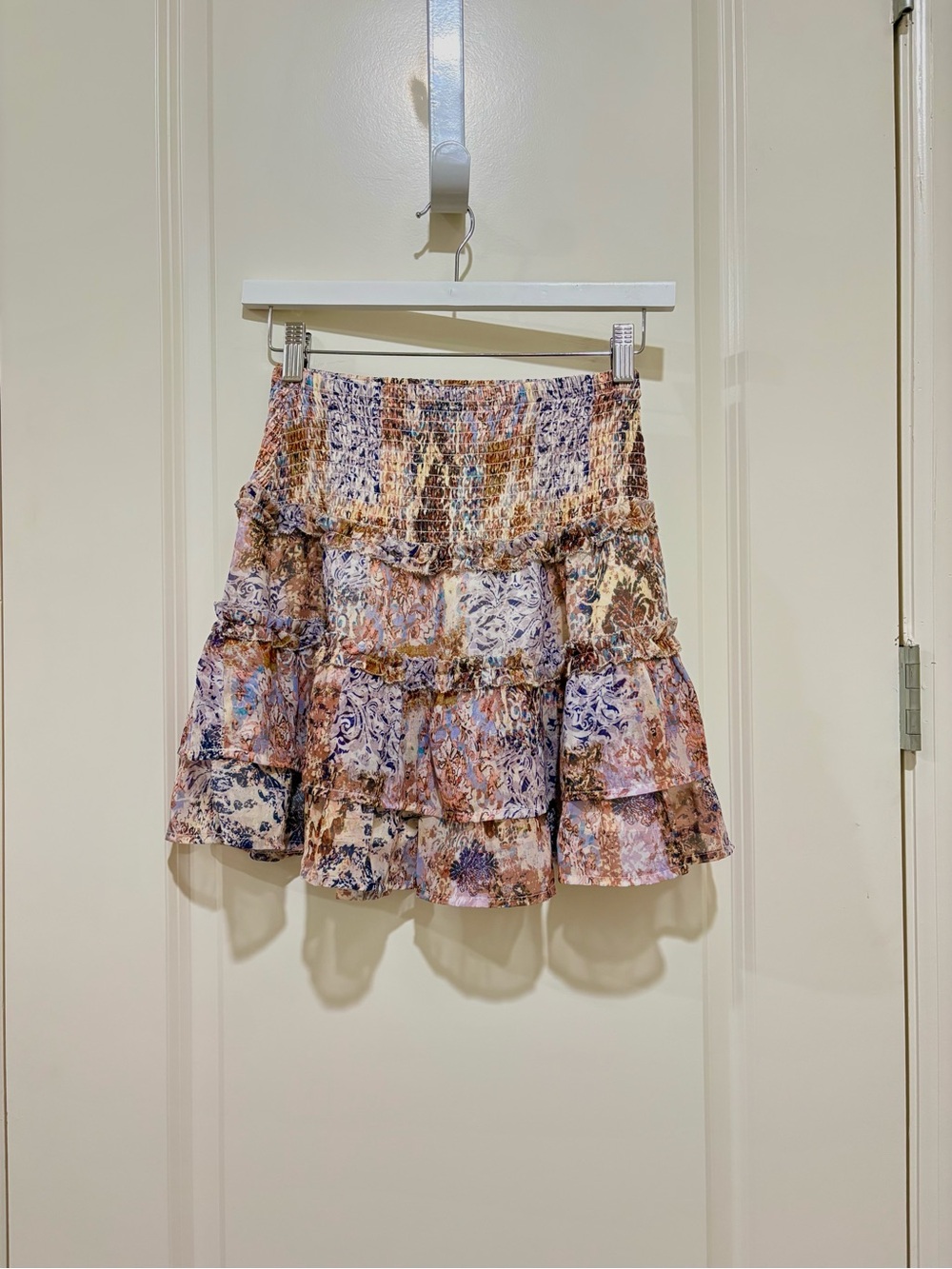 Anthropologist Allison NEW YORK Chiffon Multi Color Tiered Ruffle Mini Skirt NWT